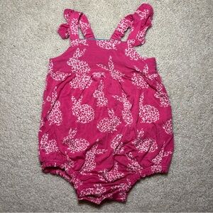 Posh Peanut Pink & white leopard bunnies bubble romper - size 3-6m